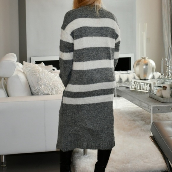 Cardigan Soft Warm Comfy Striped Long Sleeve Fall - Picture 4 of 5